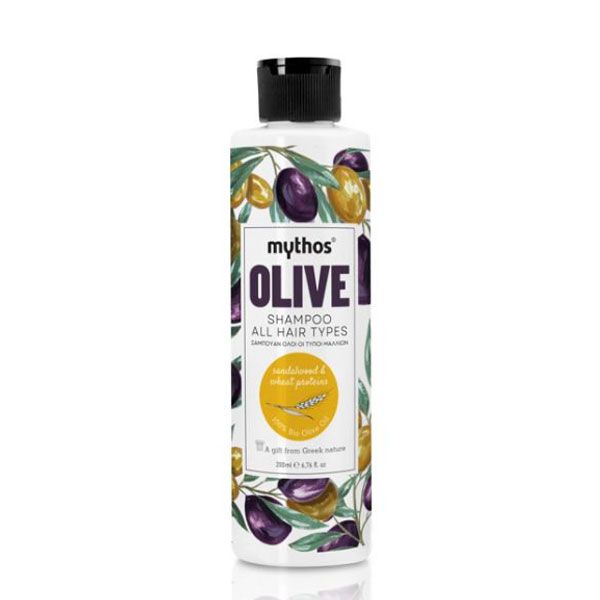 The Olive Tree New Arrivals Mythos Olive Shampoo for All Hair Types Sandalwood & Wheat proteins – 200ml