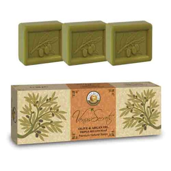 The Olive Tree Σαπούνι Venus Secrets Triple-Milled Σαπούνι Ελιάς & Άργκαν (3x100gr))