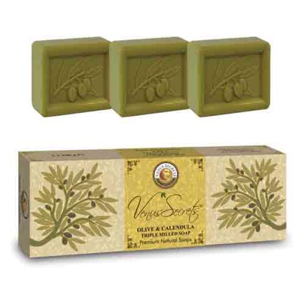 The Olive Tree Σαπούνι Venus Secrets Triple-Milled Σαπούνι Ελιάς & Καλέντολας (3x100gr)