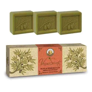 The Olive Tree Soap Venus Secrets Triple-Milled Soap Olive & Pomegranate (3x100gr)