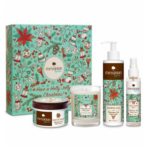 Body Butter Messinian Spa Christmas Joy Chai Latte Gift Box + Gift Scented Candle