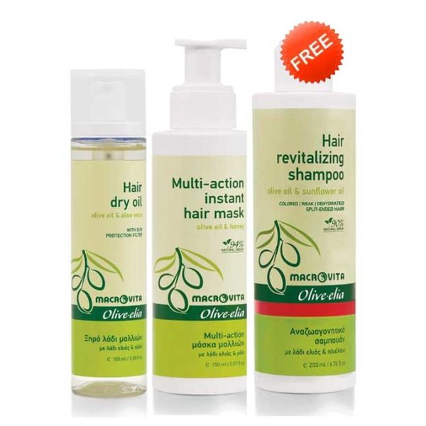 Hair Care Macrovita Olivelia Dry Hair Oil & Multi Hair Mask, FREE Revitalizing Shampoo (Full Size)