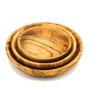 Αντικείμενα από Ξύλο Ελιάς Ξύλινο Σετ Στρογγυλών Πιάτων – 3 τμχ – The Olive Tree
