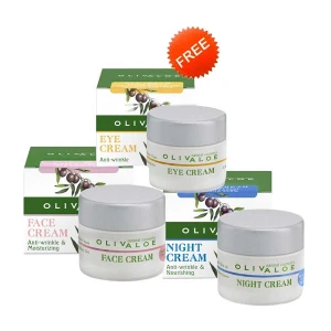 The Olive Tree Anti-Wrinkle Cream Olivaloe Face Cream for Normal Skin & Night Cream, FREE Eye Cream