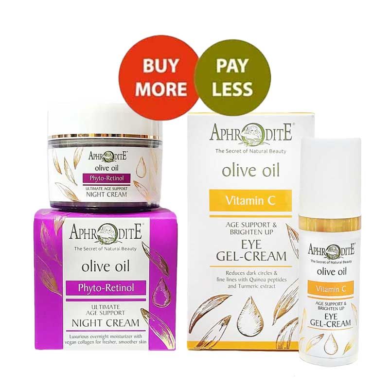 The Olive Tree Face Care Aphrodite Phyto-Retinol Night Cream & Vitamin C Eye Gel-Cream Set