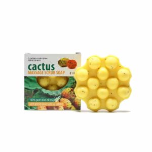 Anti-Cellulite Olive Spa Cactus Massage Scrub Soap with Prickly Pear Seed Oil