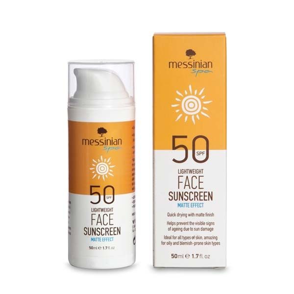 Face Care Messinian Spa Lightweight Face Sunscreen SPF 50 Matte Effect