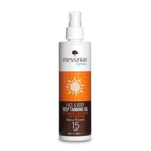 Sun Care Messinian Spa Face & Body Deep Tanning Oil Walnut & Carrot SPF 15 – 250ml