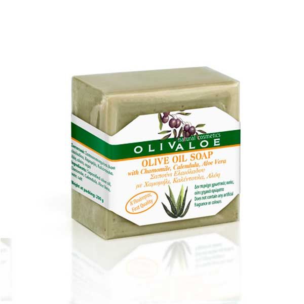 The Olive Tree Soap Olivaloe Handmade Olive Oil Soap with Chamomile, Aloe Vera, Calendula